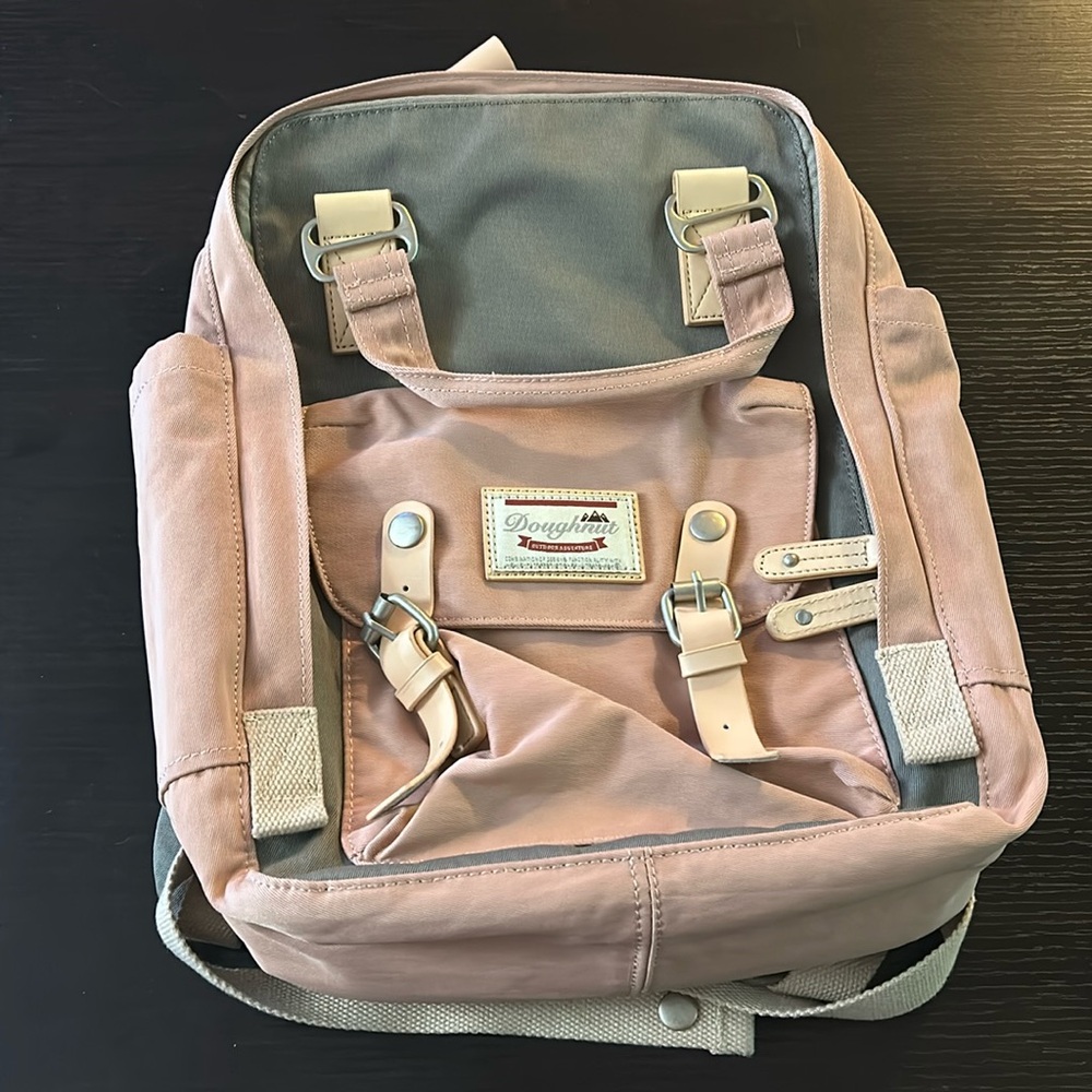 Doughnut Outdoor Adventure Backpack Dusty Pink and Grey